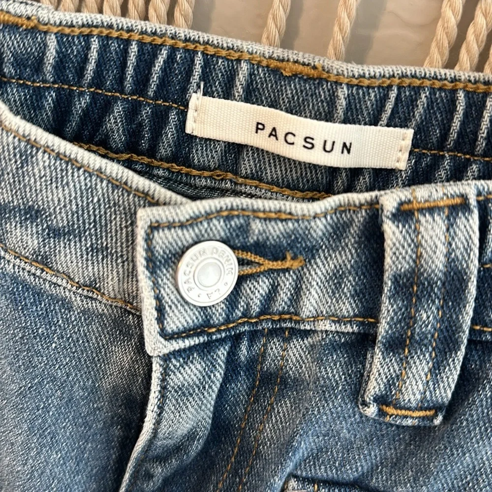 PacSun Light Blue Low Rise Puddle Cargo Jeans - Picture 5 of 7